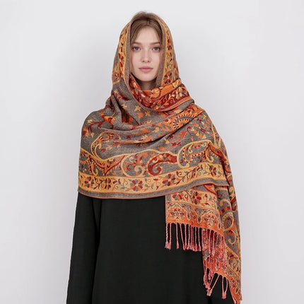 Hijab Pashmina Long Femme Musulmane – Cachemire Bohème Élégant - BONSOOQ