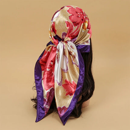 Hijab Satin Carré Femme Musulmane – Élégant Imprimé - BONSOOQ