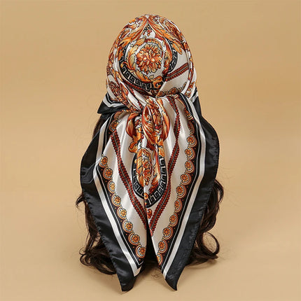 Hijab Satin Carré Femme Musulmane – Élégant Imprimé - BONSOOQ