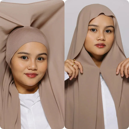 Hijab Instantané Aimanté en Chiffon Femme Musulmane – Élégant Uni - BONSOOQ