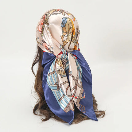 Hijab Satin Carré Femme Musulmane – Élégant Imprimé - BONSOOQ