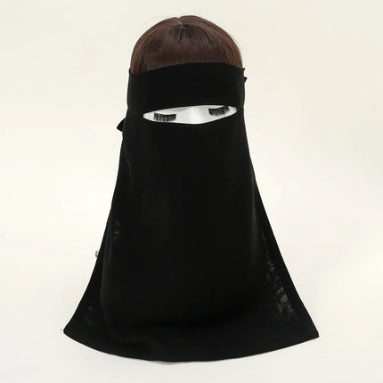Niqab en Chiffon Noir Femme Musulmane – Couvre-Visage Élégant - BONSOOQ