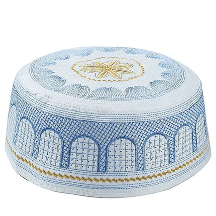 Bonnet de prière Homme Musulman - Kufi Coton Brodé Style Saoudien - BONSOOQ
