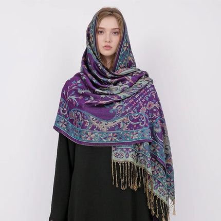 Hijab Pashmina Long Femme Musulmane – Cachemire Bohème Élégant - BONSOOQ