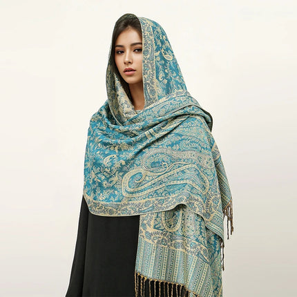Hijab Pashmina Long Femme Musulmane – Cachemire Bohème Élégant - BONSOOQ