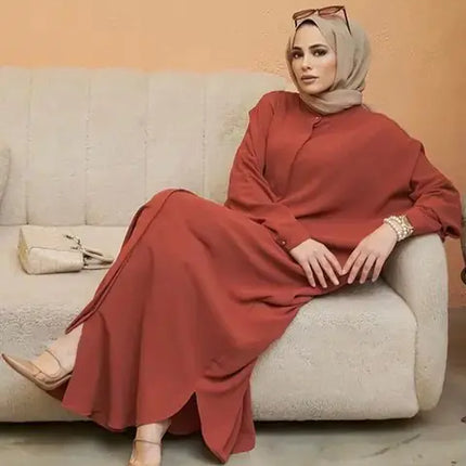 Robe Musulmane Boutonnée Femme – Abaya Élégante - BONSOOQ
